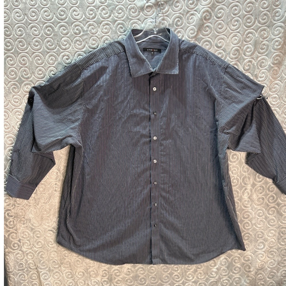SYNERGY 3XL Striped Button Up Long Sleeve Shirt, Casual, Fashion Top